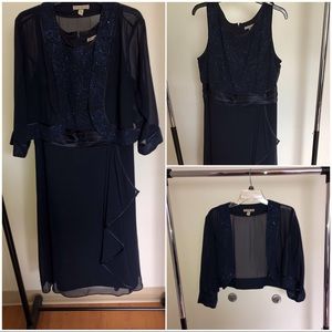 NWOT Maya Brooke Navy & Black Dress with Jacket